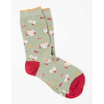 One Pack Floral Socks Sage Green