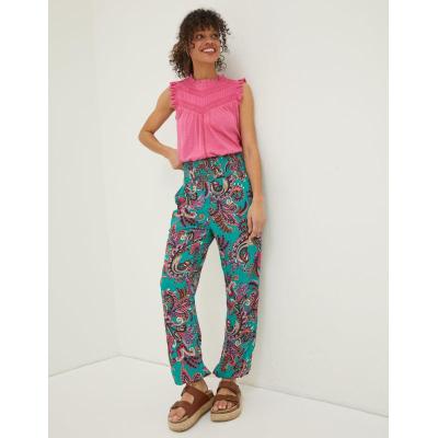 Shirred Festival Trousers Teal Green