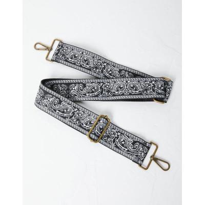 Embroidered Paisley Bag Strap Black