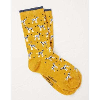 One Pack Dalmatian Socks Mustard Yellow