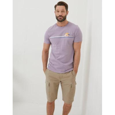 Chest Stripe Wave T-Shirt Lilac
